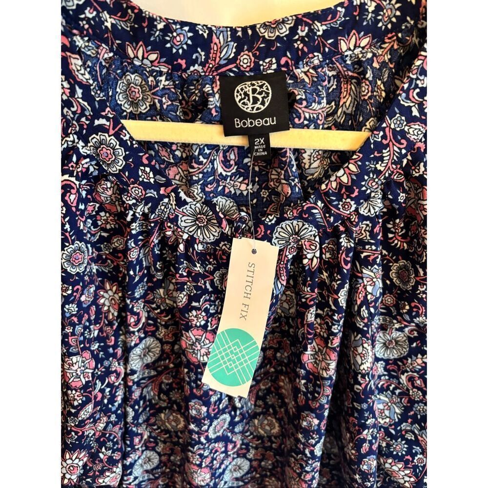 Bobaeu Paisley NWT Ballon Sleeve Women Shirt SZ 2X - Picture 3 of 6